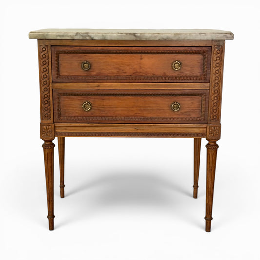 Vintage Louis XVI style marble top side table