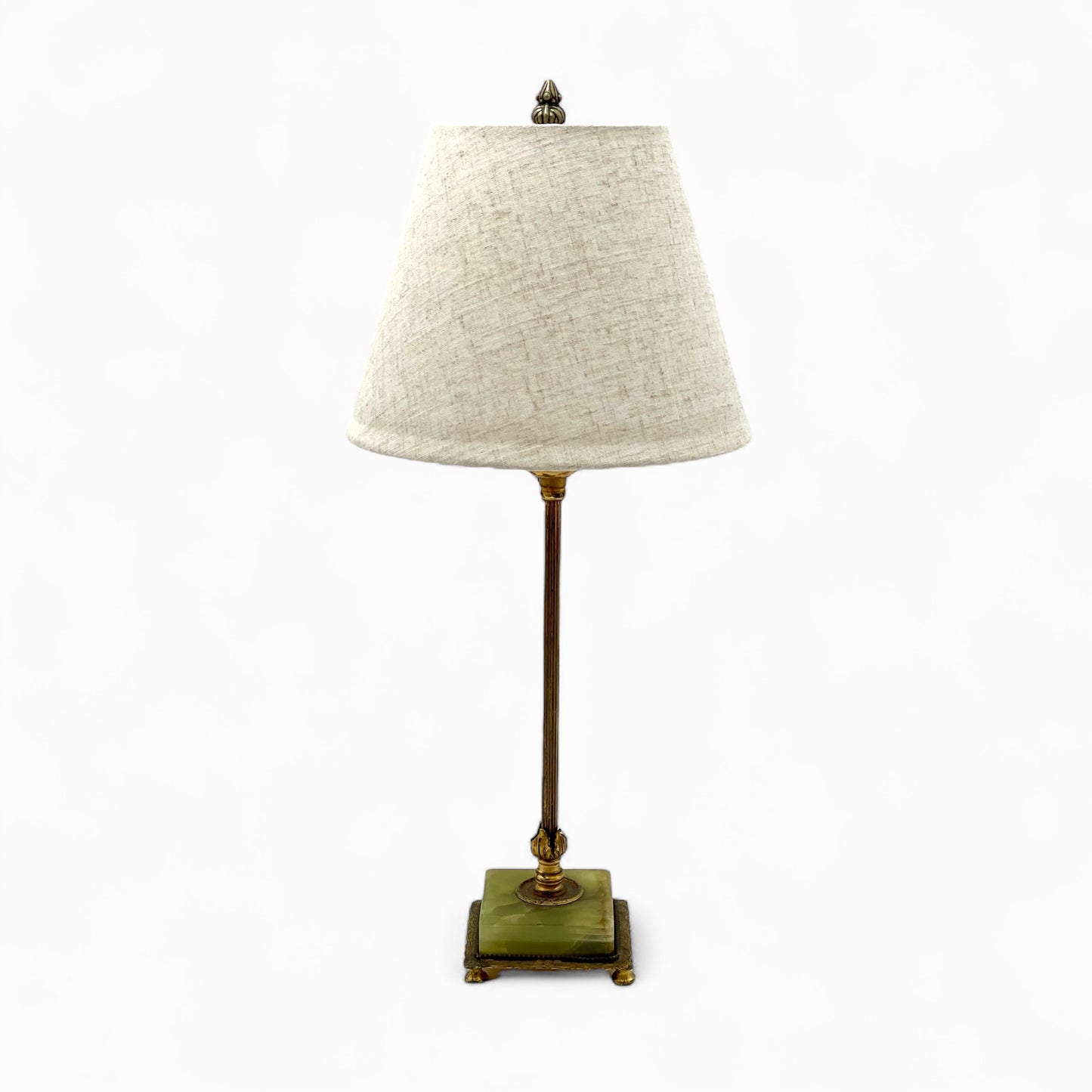 Art Deco gilt-metal and green onyx table lamp