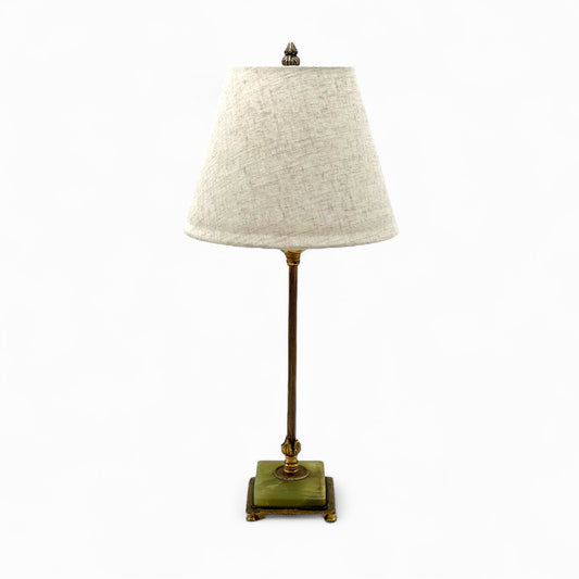 Art Deco gilt-metal and green onyx table lamp