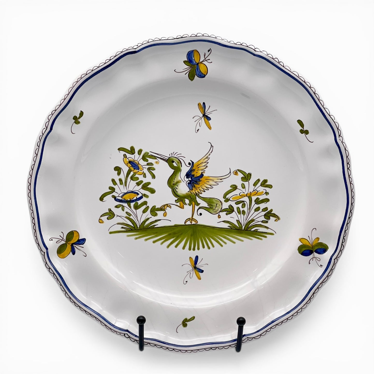 Hand-painted French faience decorative plate