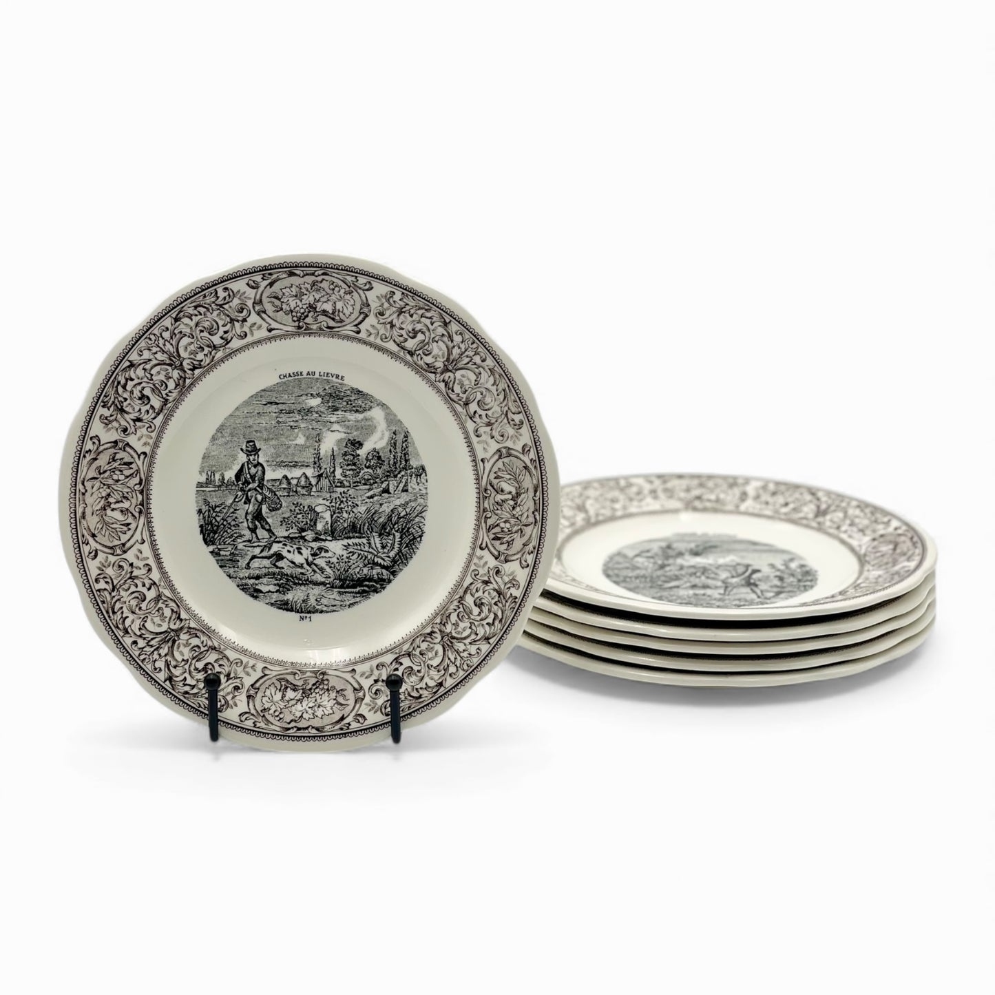 Set of six salad/dessert plates - Gien (France)