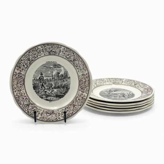 Set of six salad/dessert plates - Gien (France)