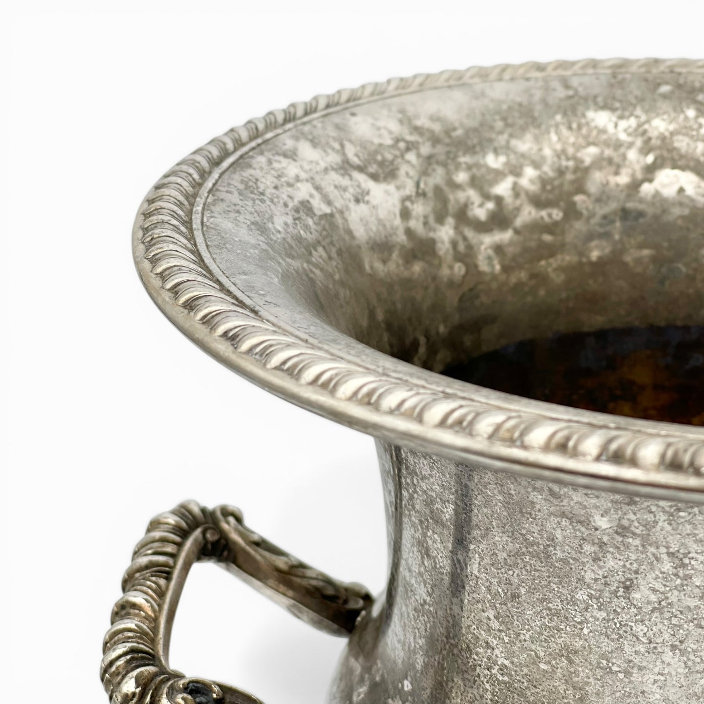 Vintage silver-plated champagne bucket with ornate handles