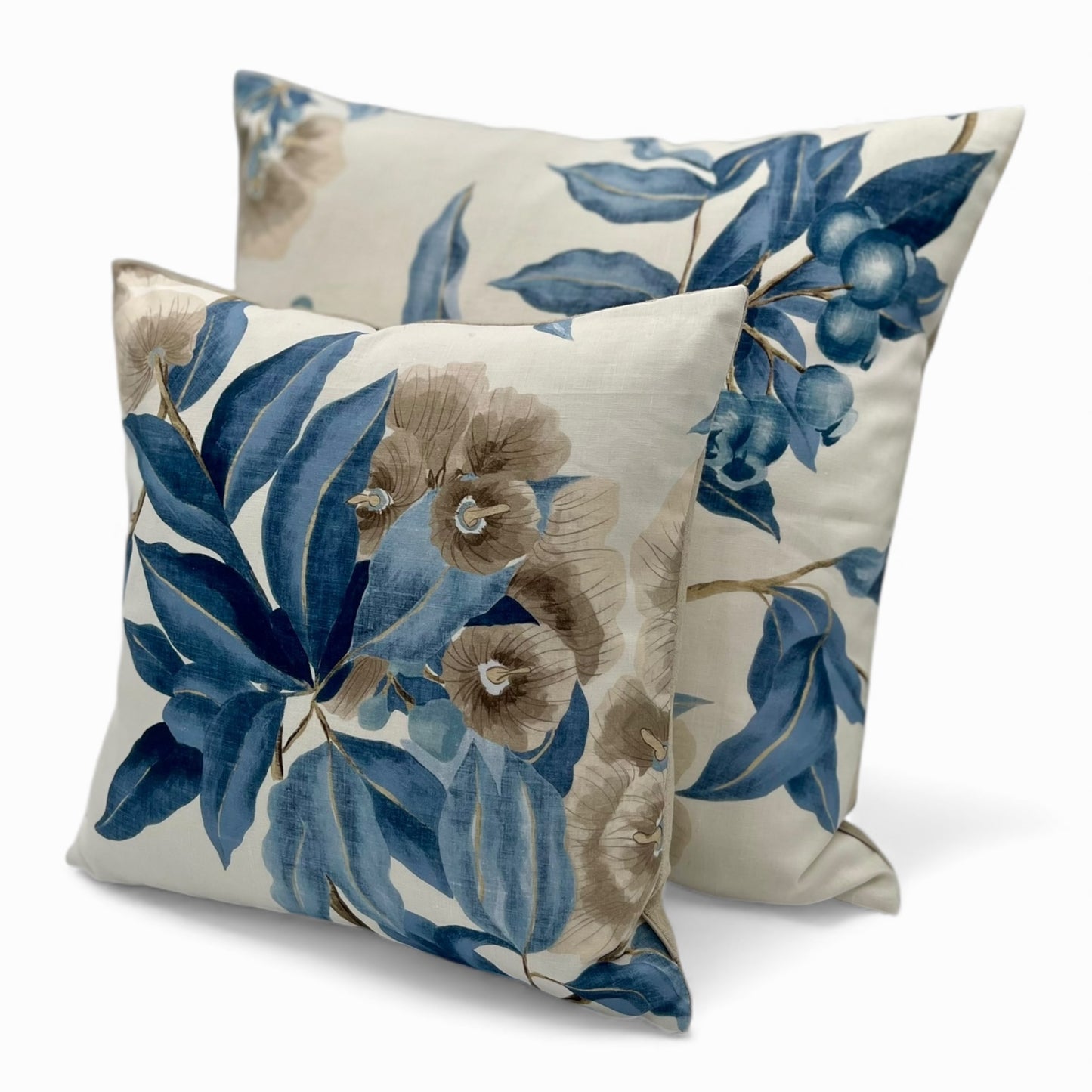 Pillow made with white and blue Anna French fabric