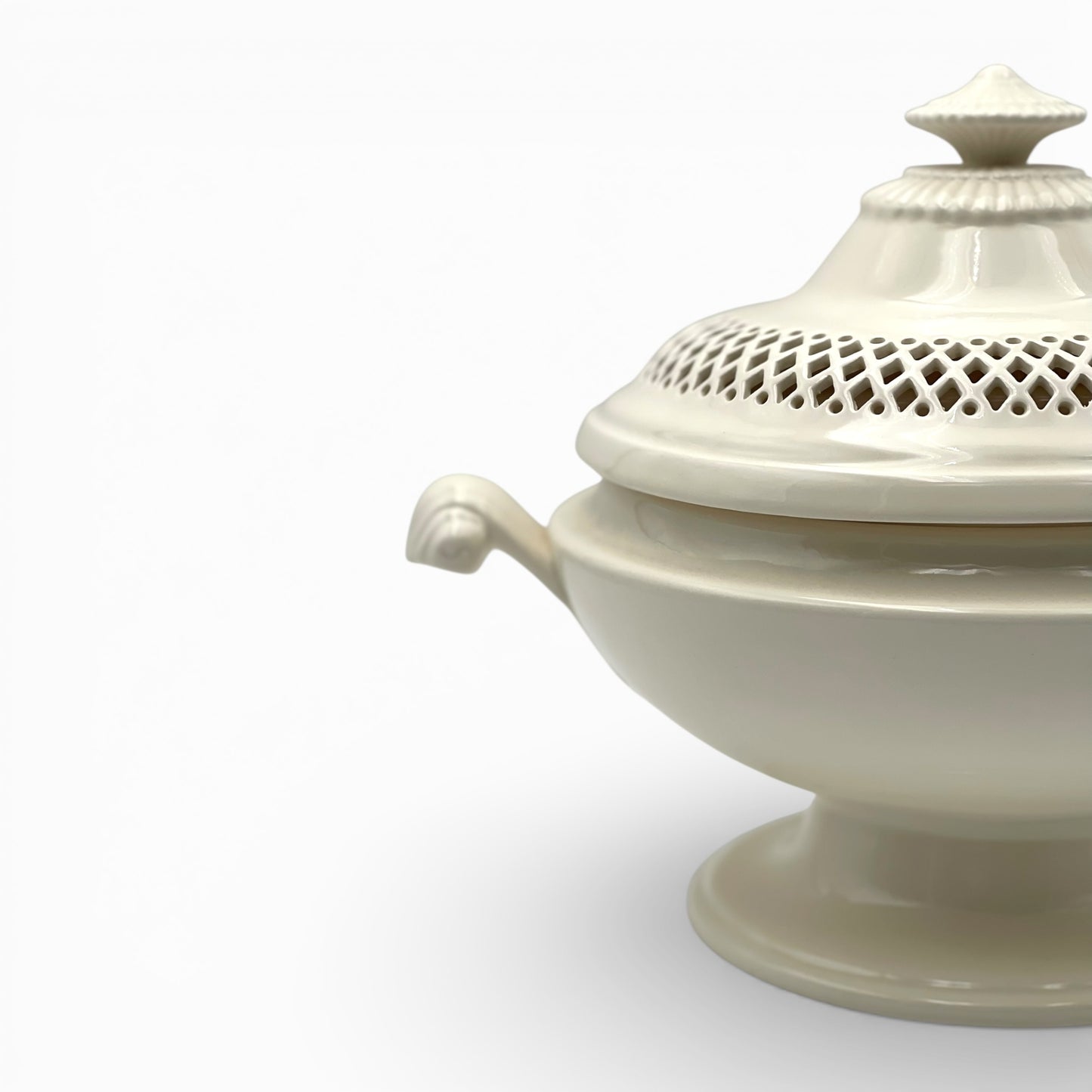 Antique creamware pierced lid tureen