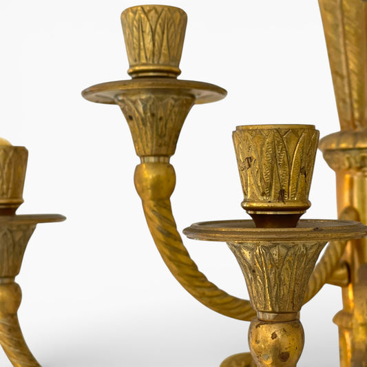 Pair of vintage French gilded bronze five-arm wall sconces