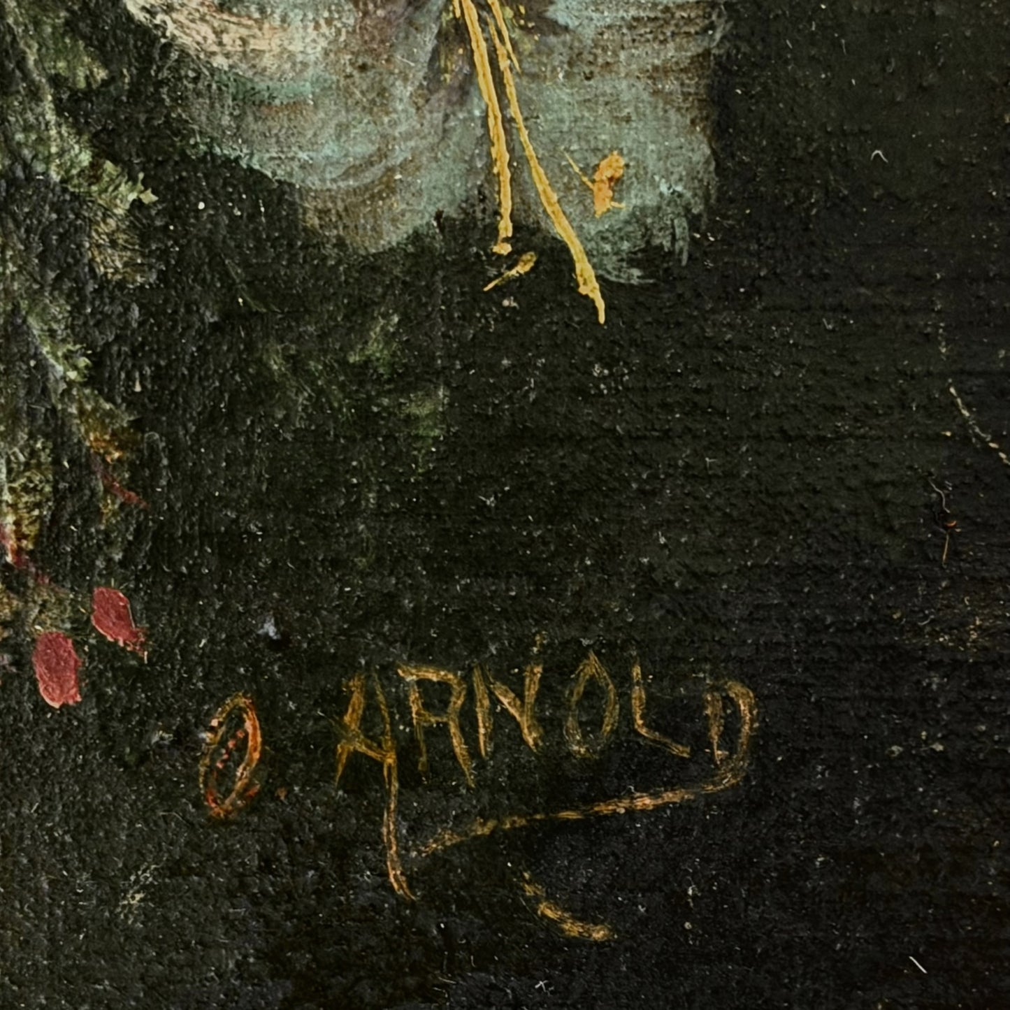 Antique floral still life painting by O. Arnold