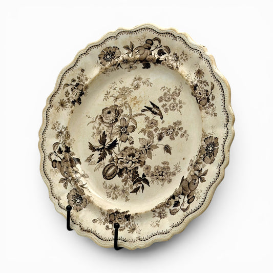 Antique English brown transferware plate, Circa 1880