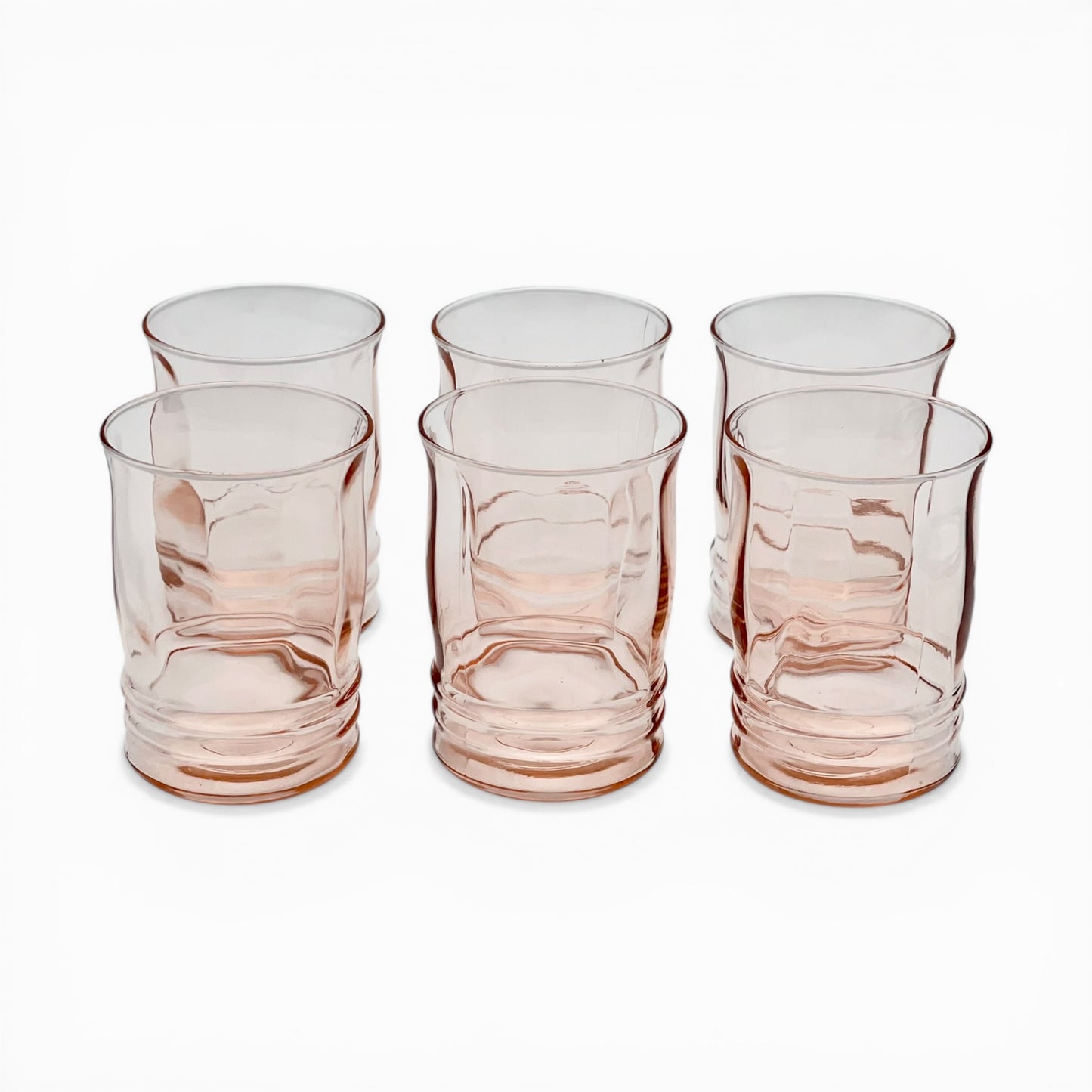Set of six vintage pink glass tumblers