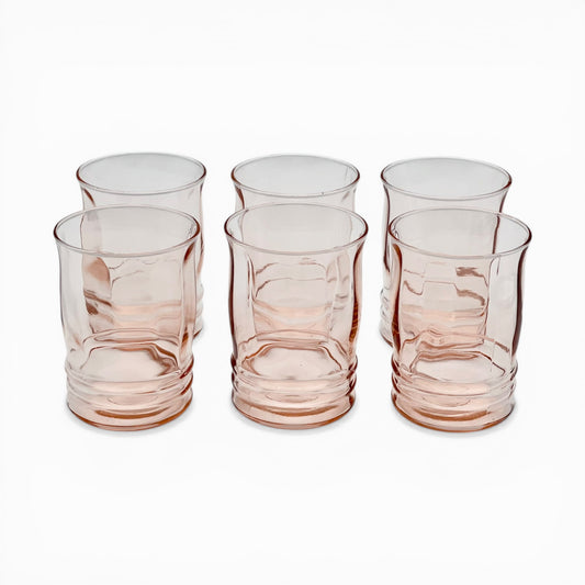 Set of six vintage pink glass tumblers