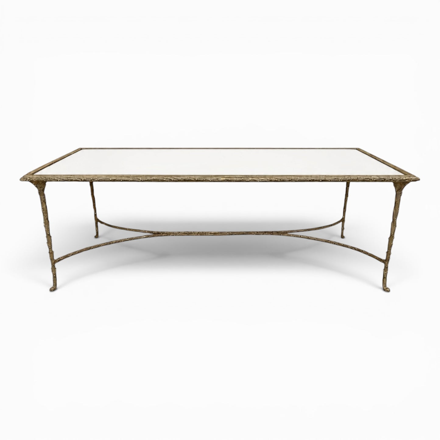 Vintage French gilt iron and mirrored cocktail table