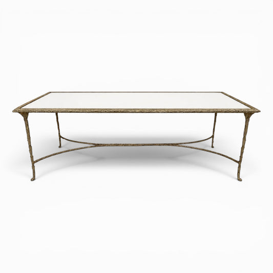 Vintage French gilt iron and mirrored cocktail table