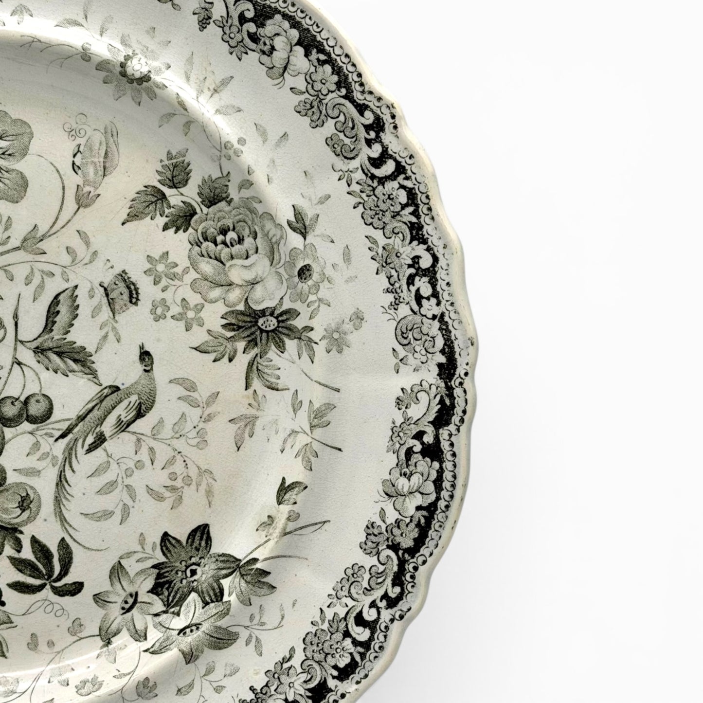 Set of three antique English transferware decorative plates
