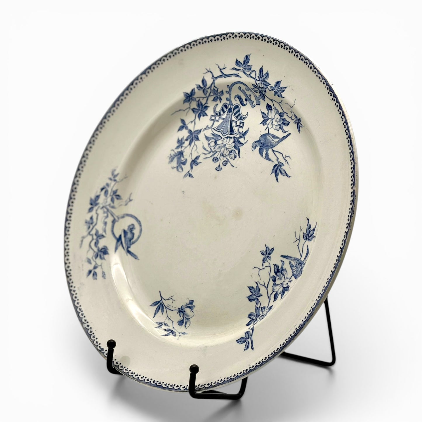 Antique Creil et Montereau blue and white serving plate