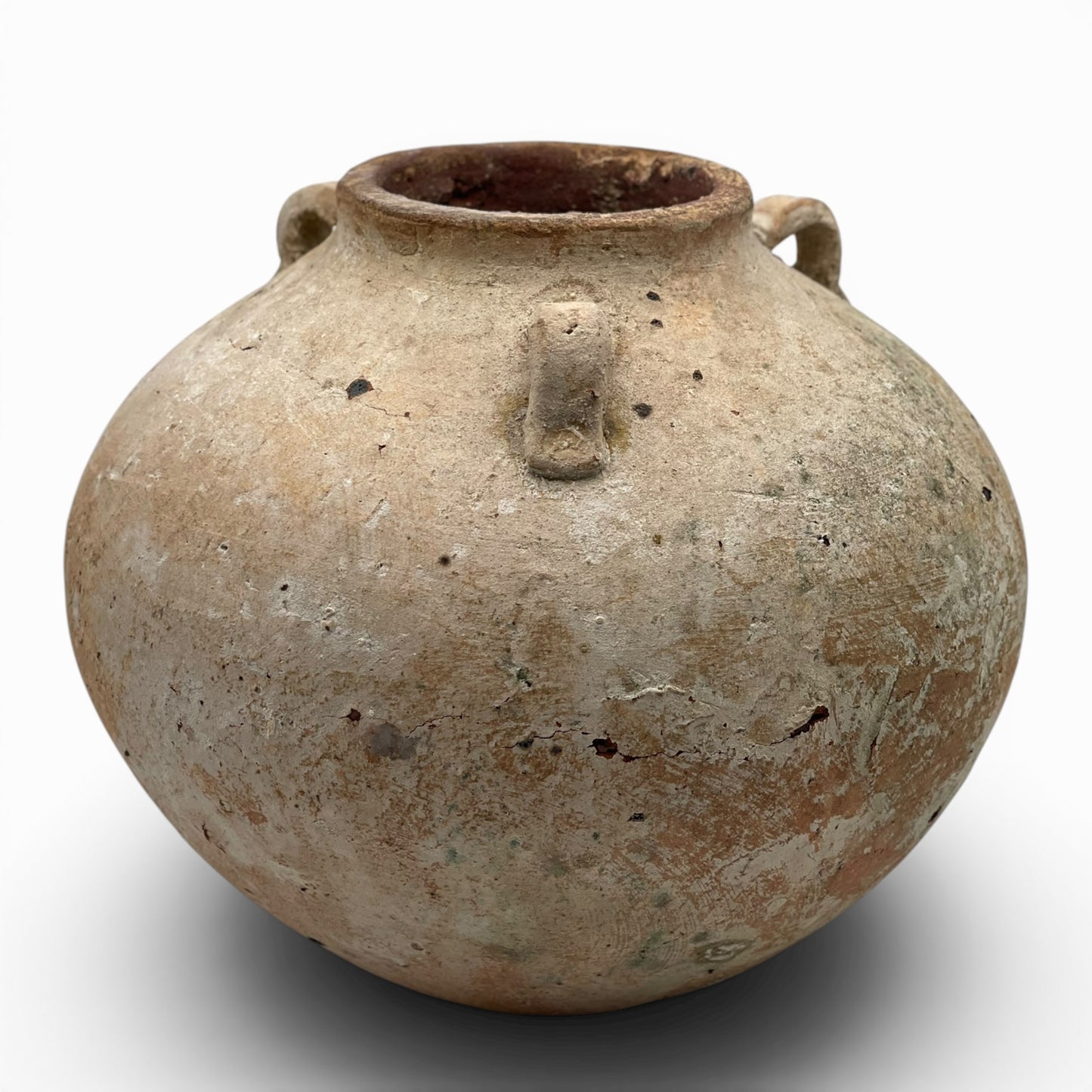 Handmade ceramic pot with 3 handles