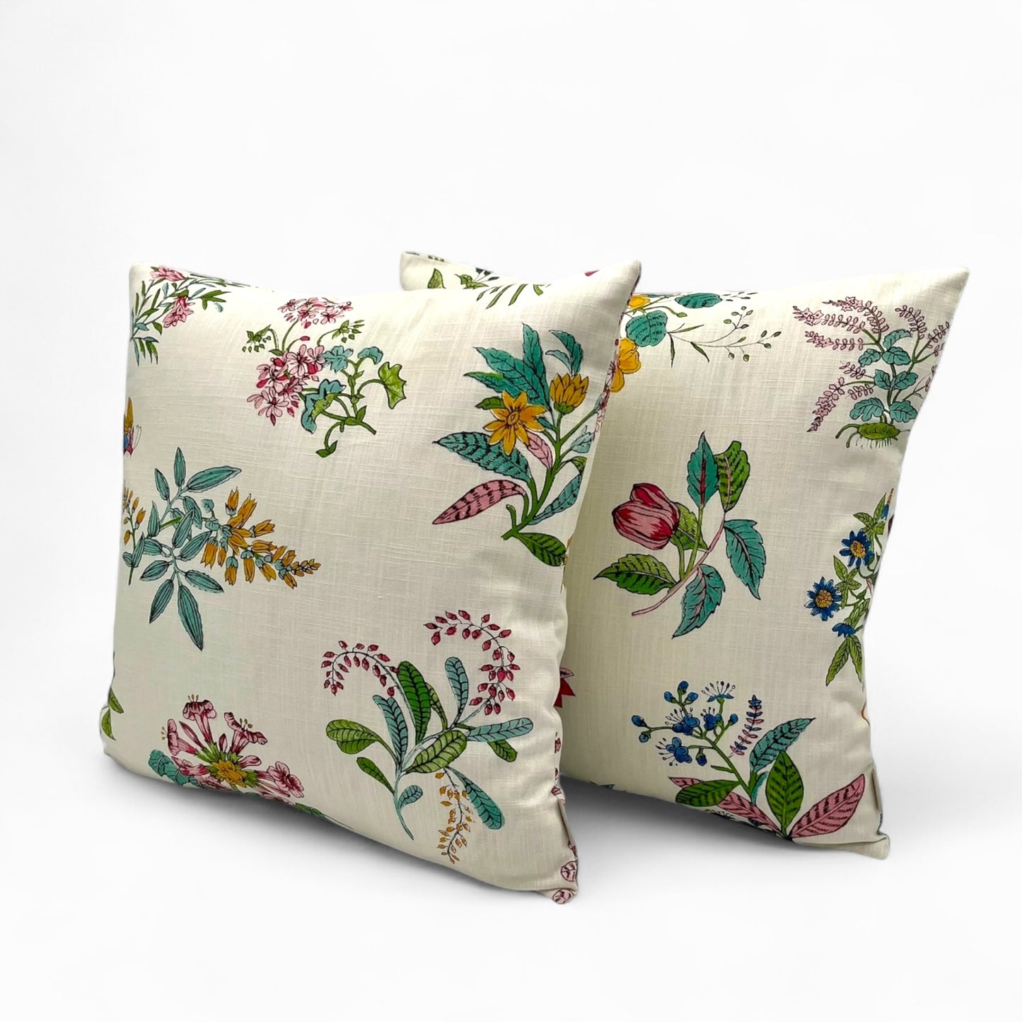 Pillow in woodland floral fabric by HARLEQUIN for Sophie Robinson
