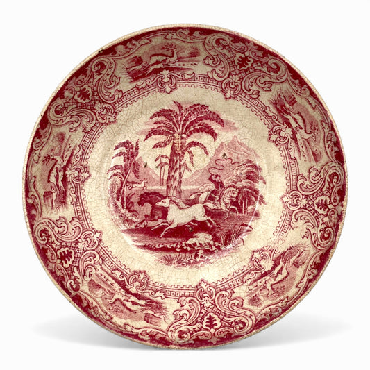 Antique transferware ceramic pastoral bowl