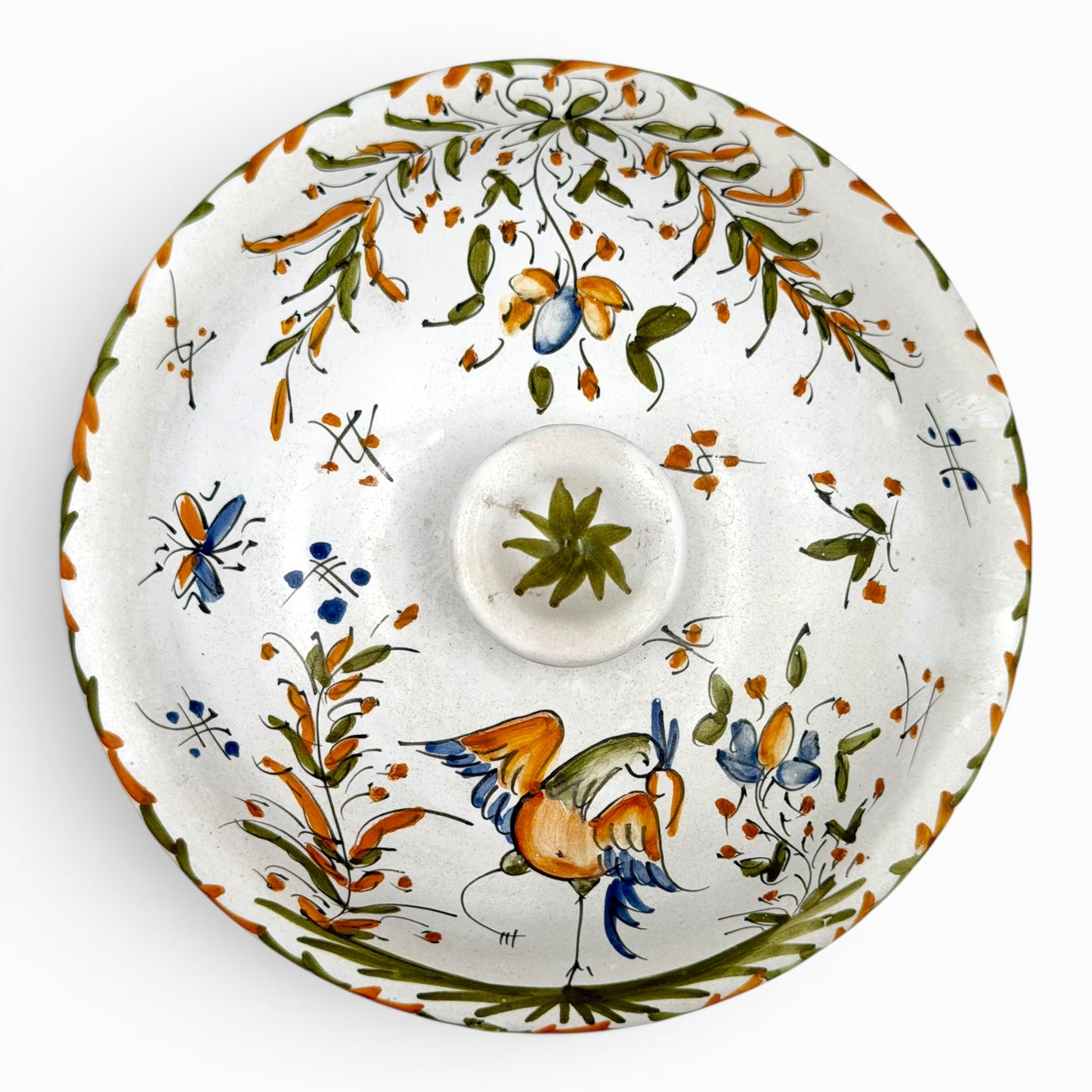 Antique Moustier faience lidded tureen