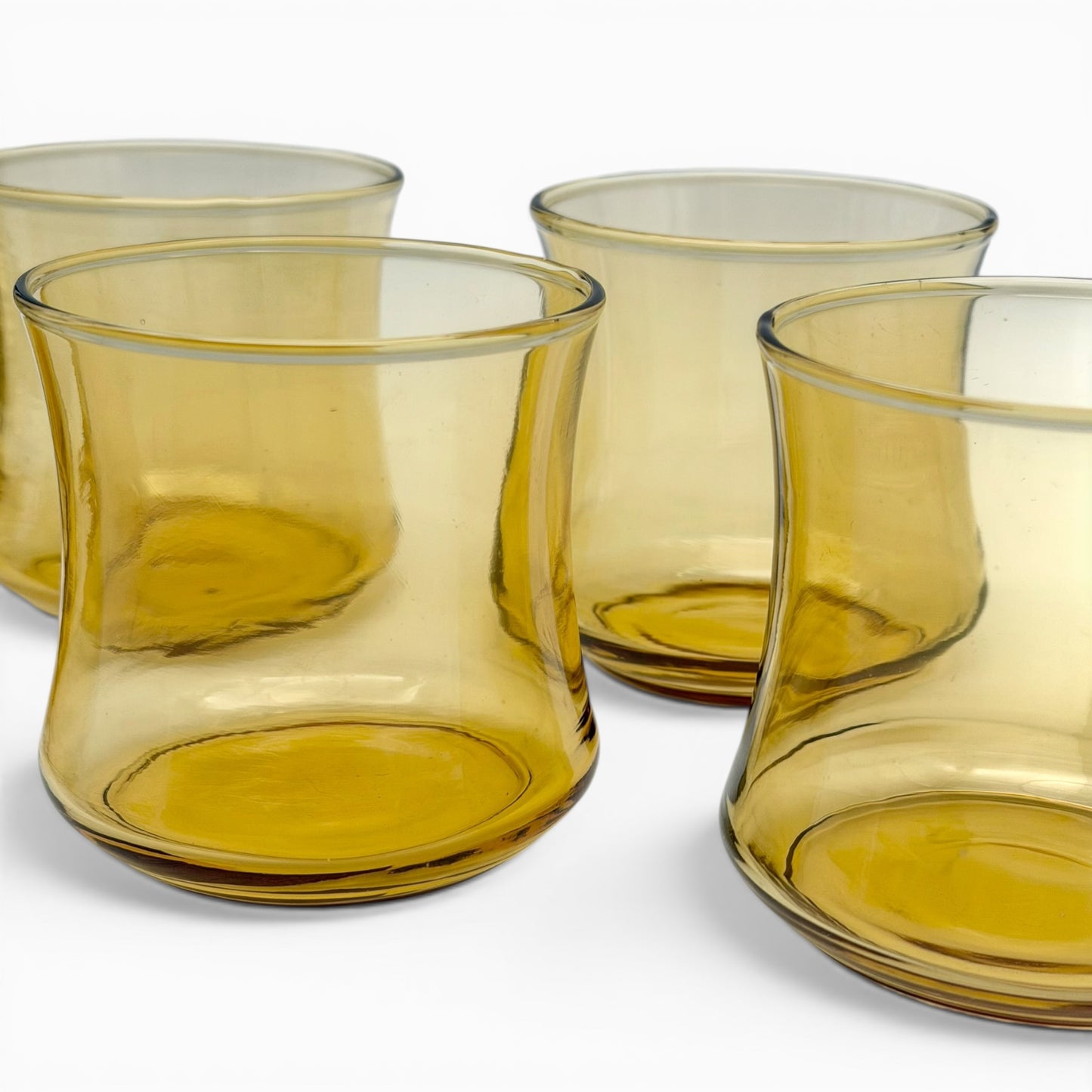 Set of six vintage hand-blown amber tumblers