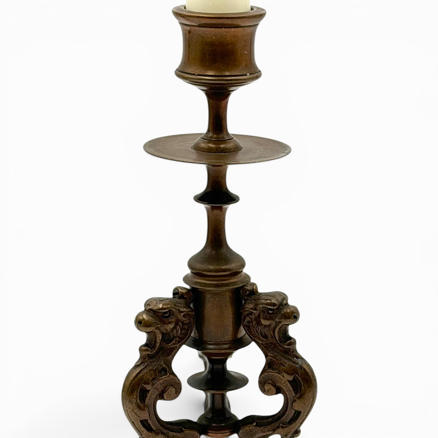 Antique pair of French Empire bronze candlesticks