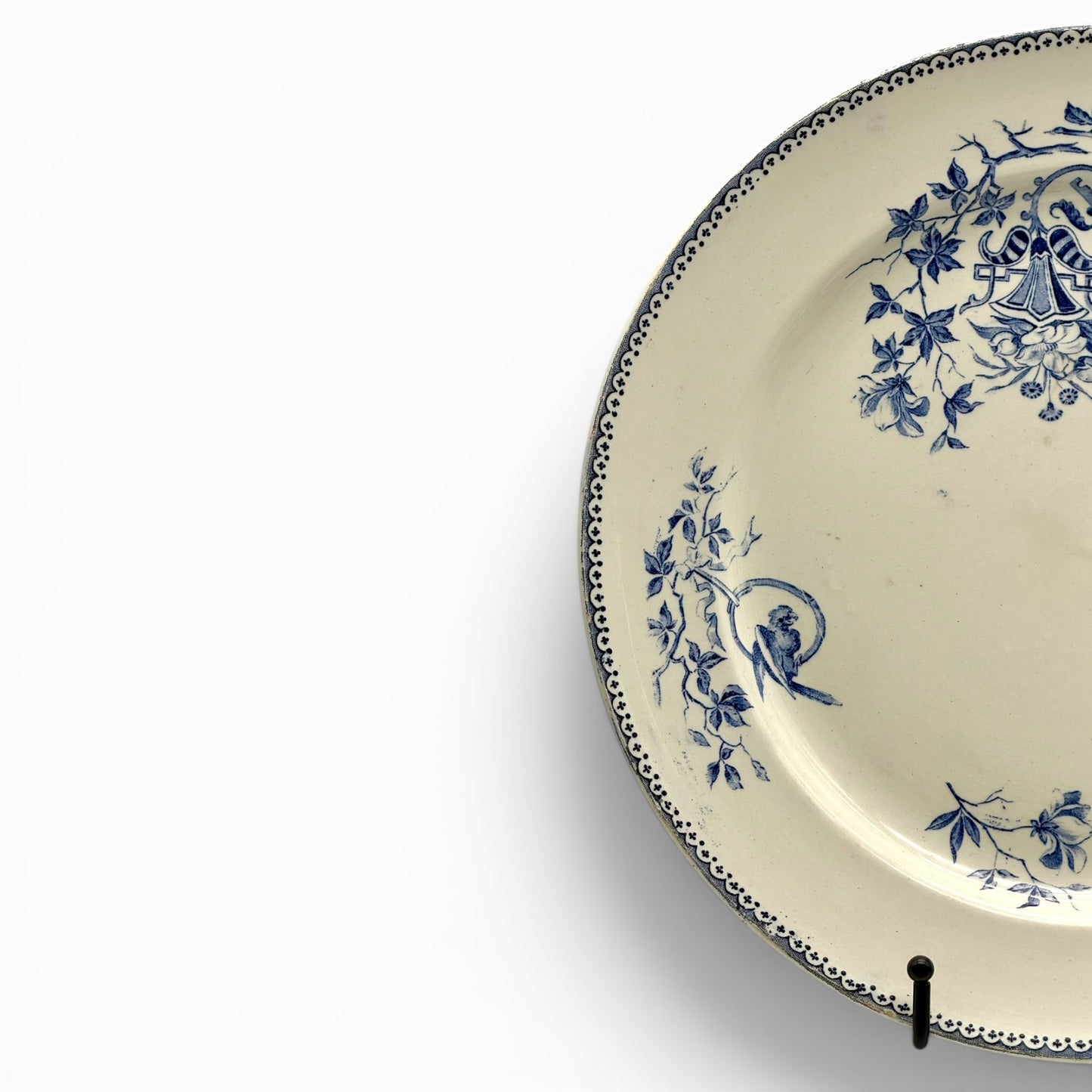 Antique Creil et Montereau blue and white serving plate