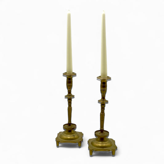 Pair of antique brass candlesticks