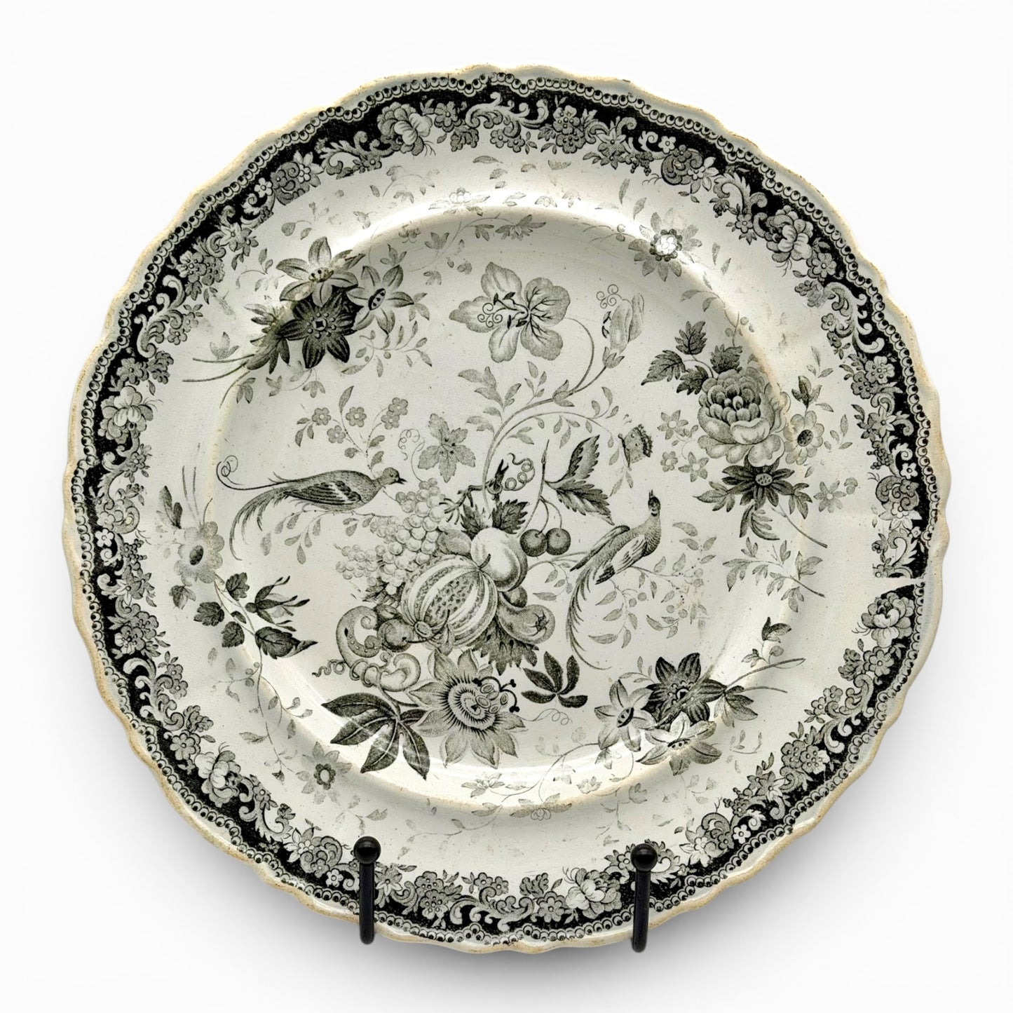 Set of three antique English transferware decorative plates