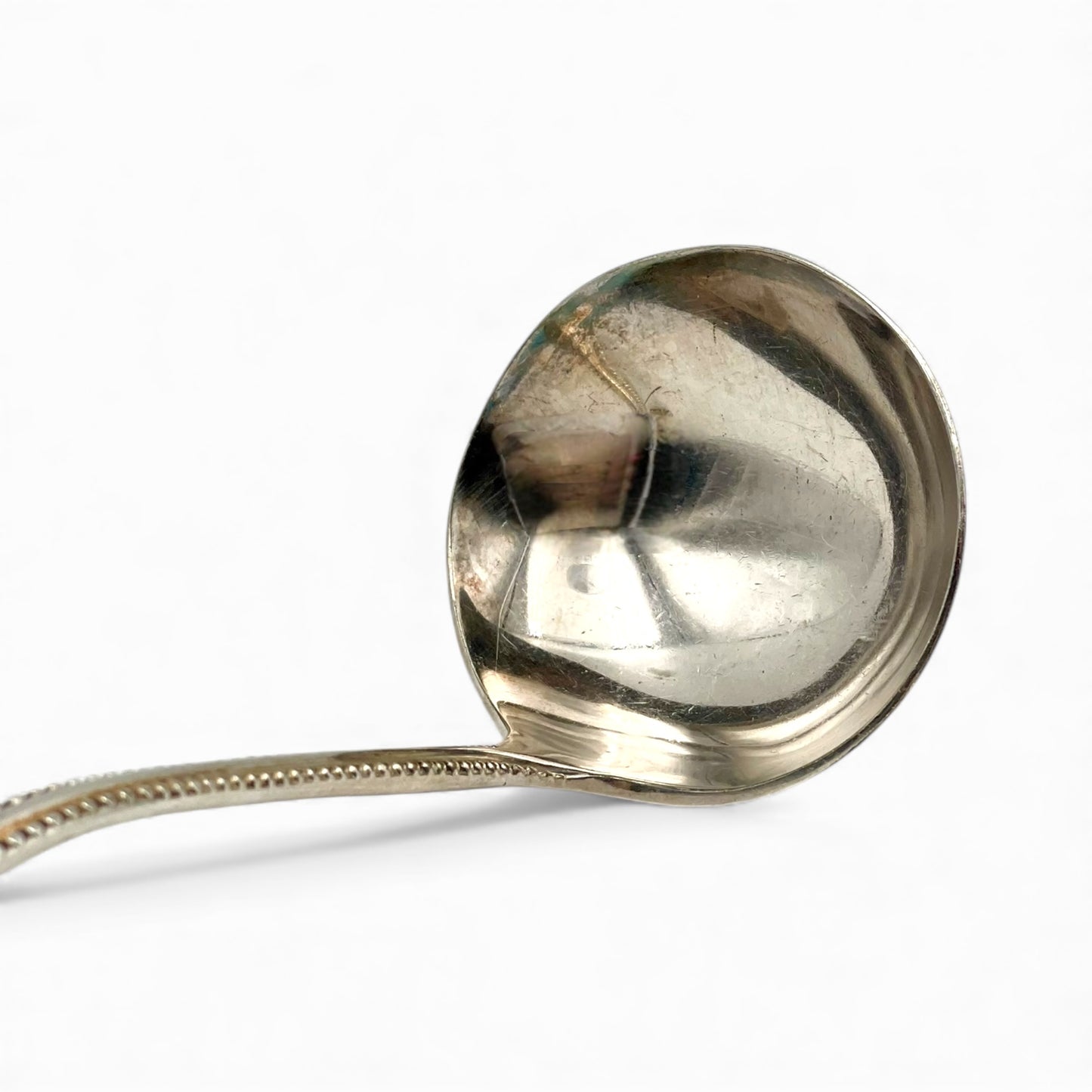 Vintage Nickel Silver Ladle with beaded edge