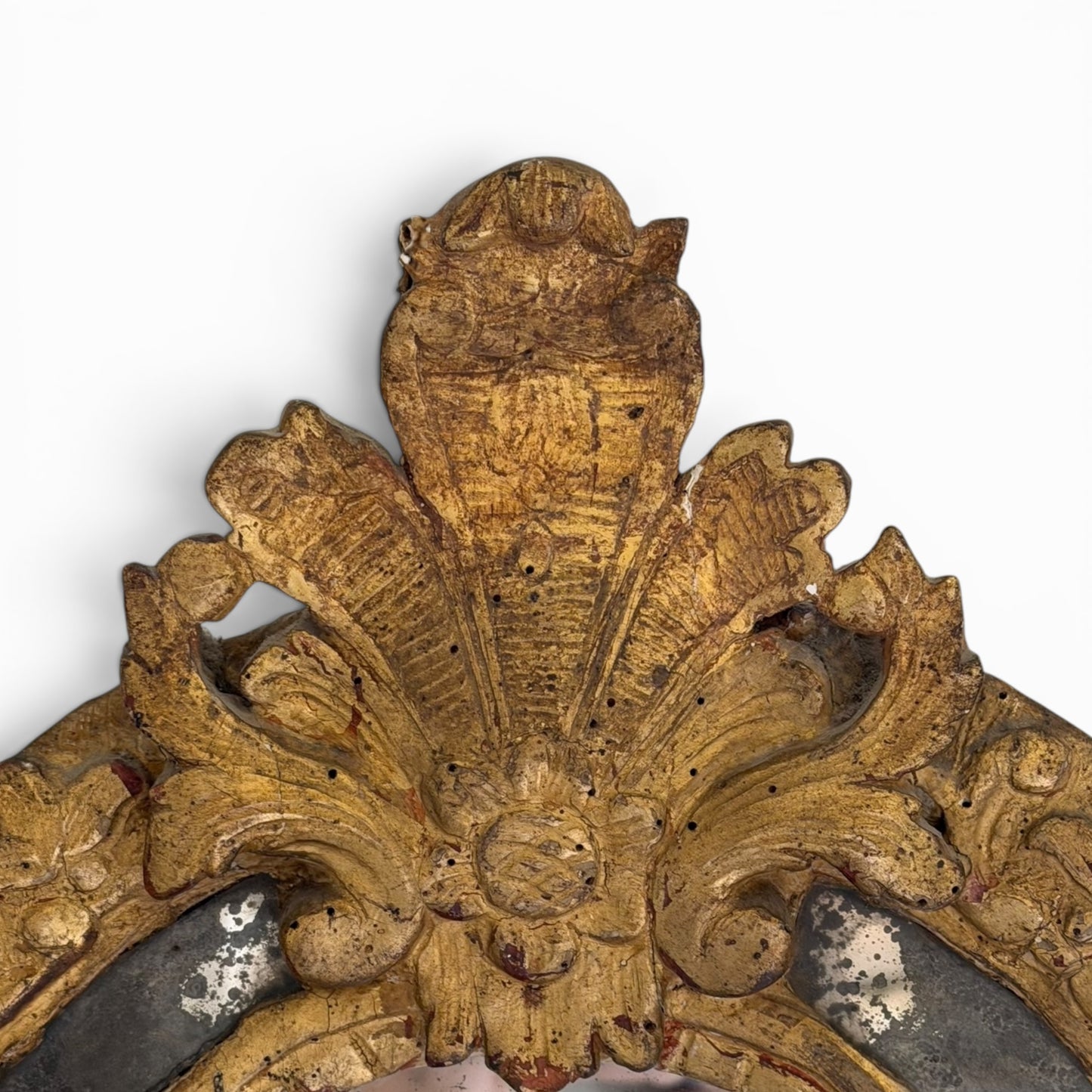 Antique ornate carved giltwood mirror