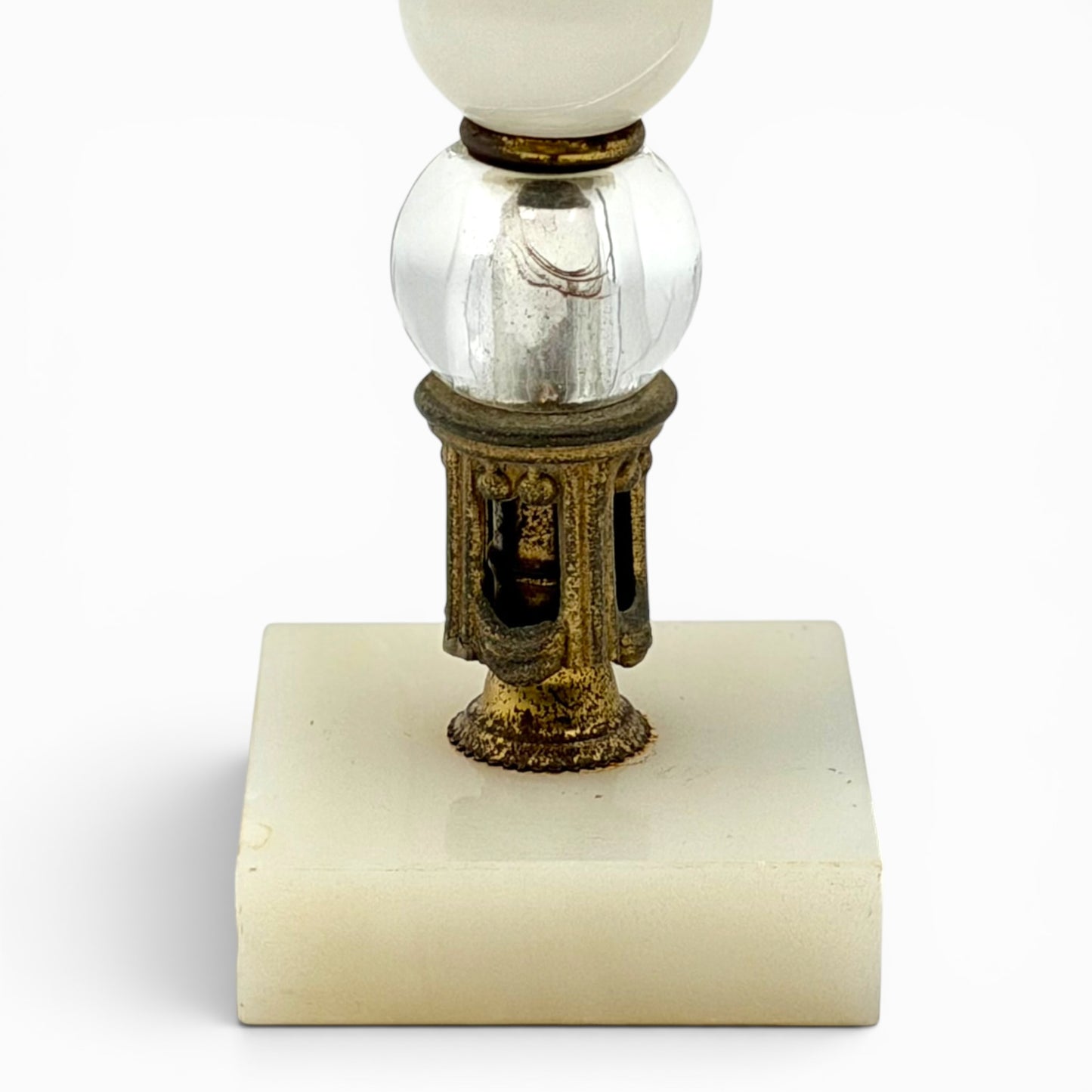 Pair of Vintage French table lamps with marble, albaster and glass accents