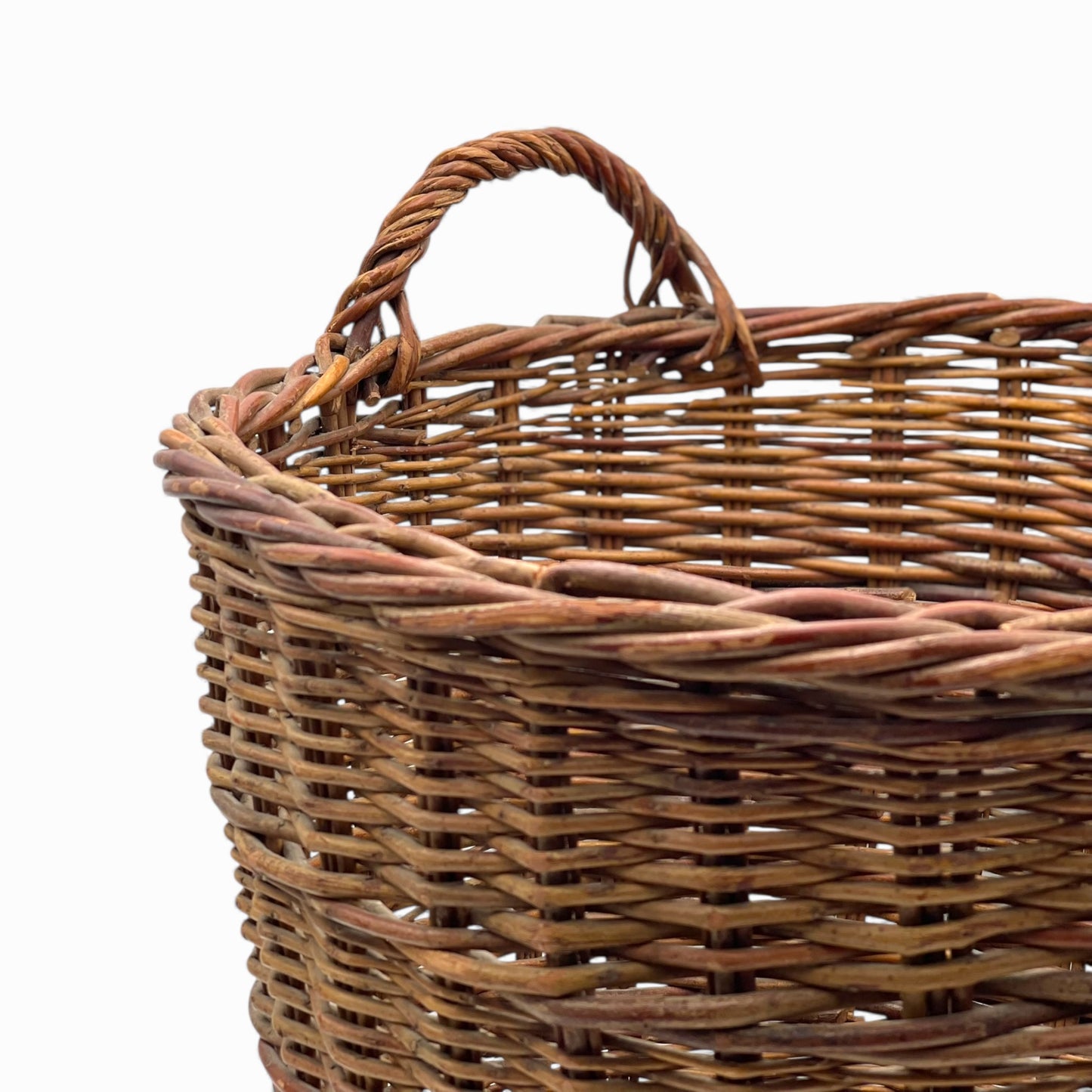 Vintage two handles dark wicker basket