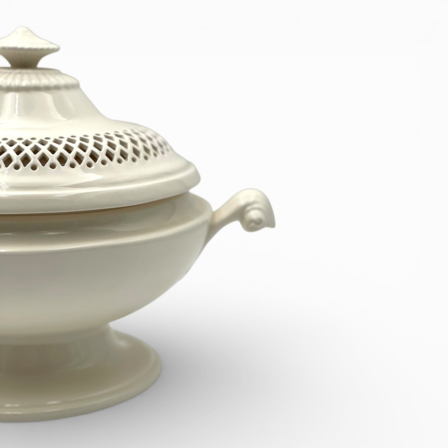 Antique creamware pierced lid tureen