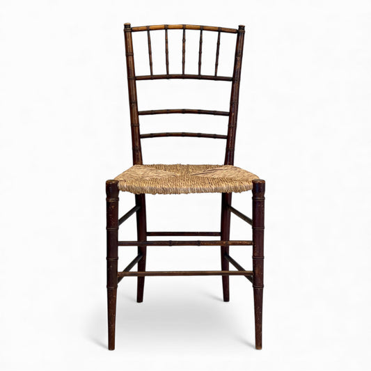 Antique English faux bamboo side chair