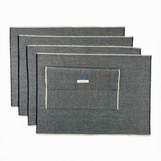 Set of four Italian denim cotton placemats