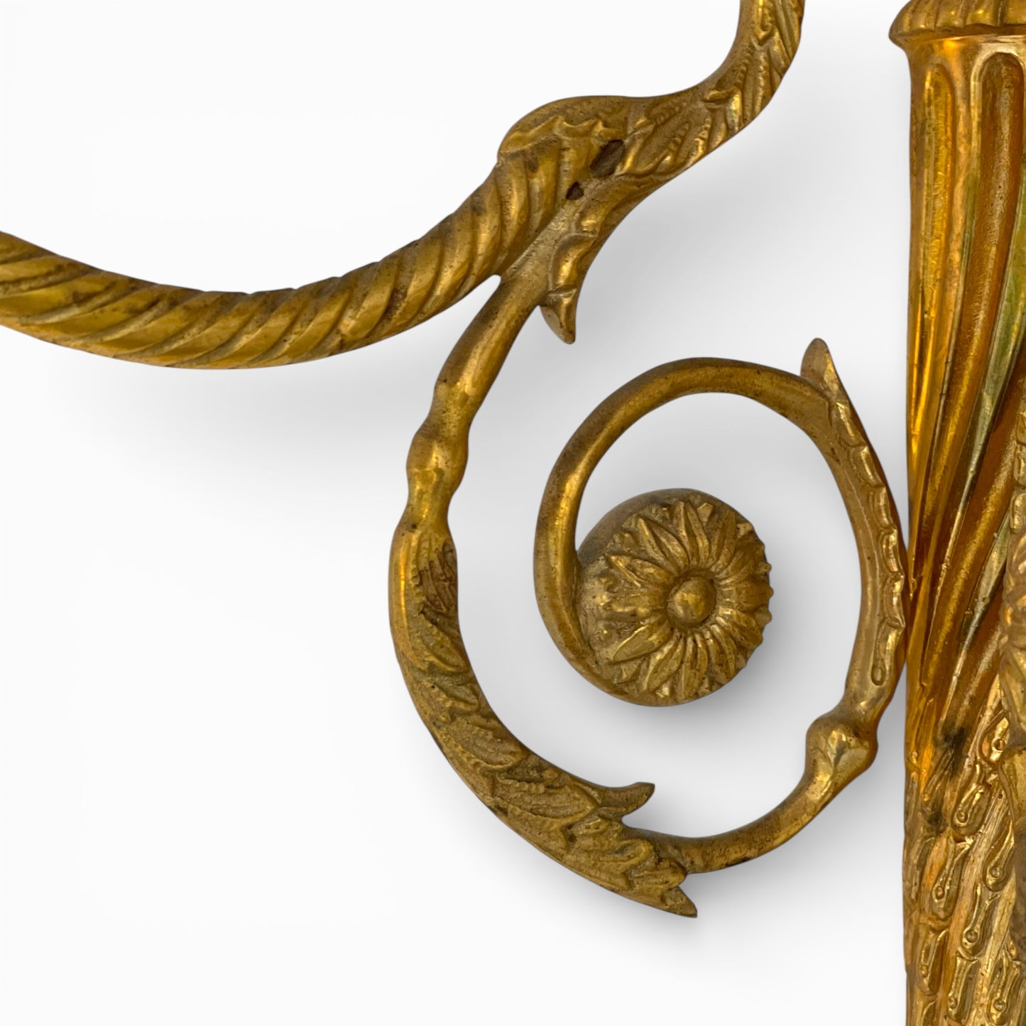 Pair of vintage French gilded bronze five-arm wall sconces
