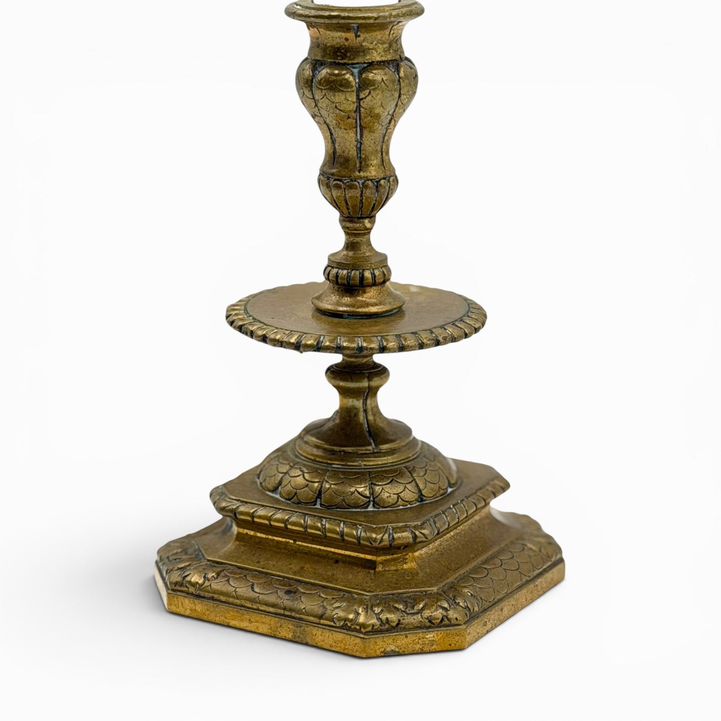 Pair of antique Napoleon III brass candlesticks