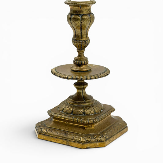 Pair of antique Napoleon III brass candlesticks