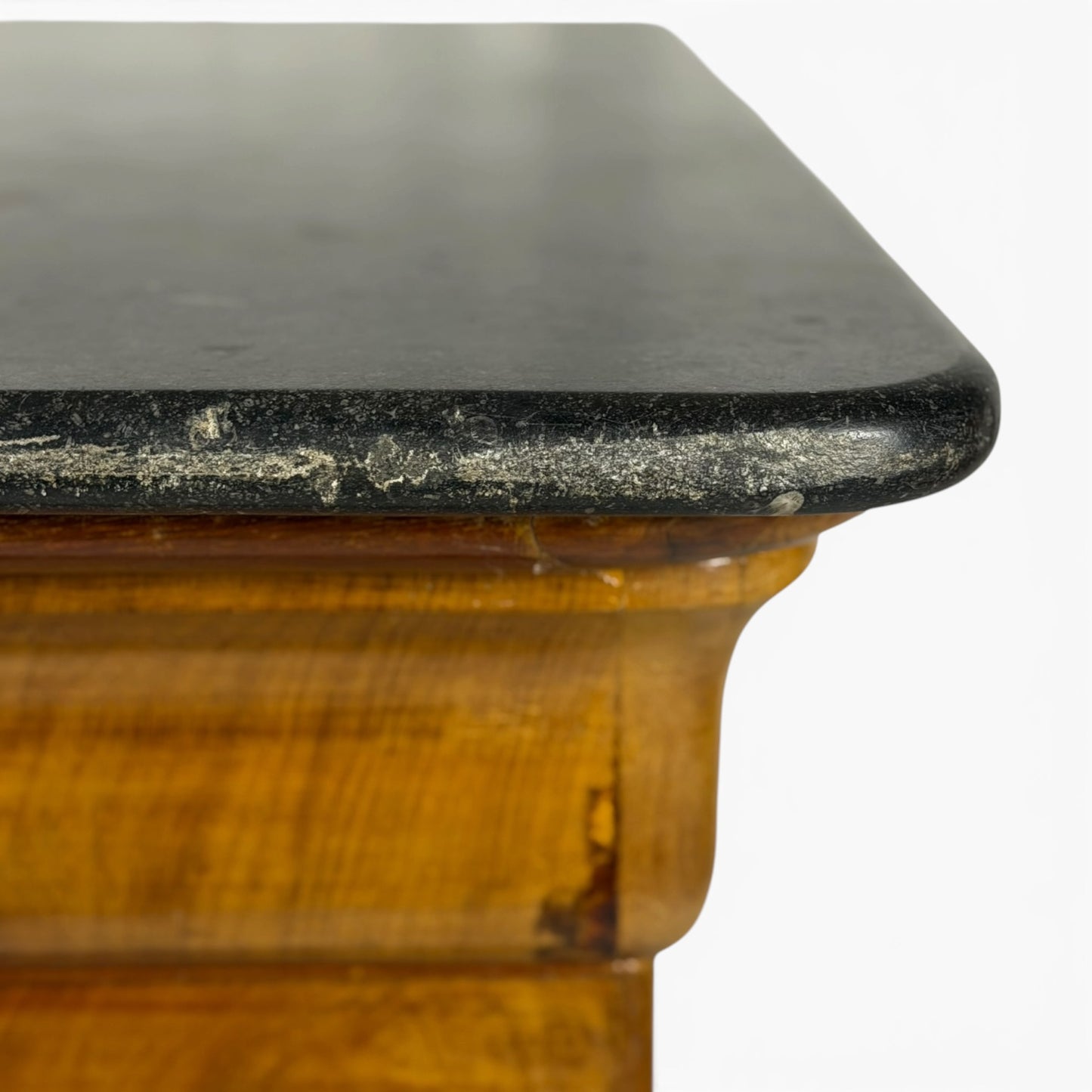 Antique Northern Italian walnut commode with original marble top