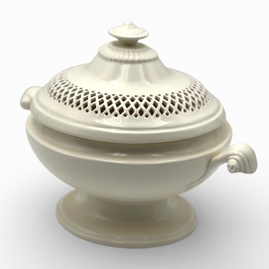 Antique creamware pierced lid tureen