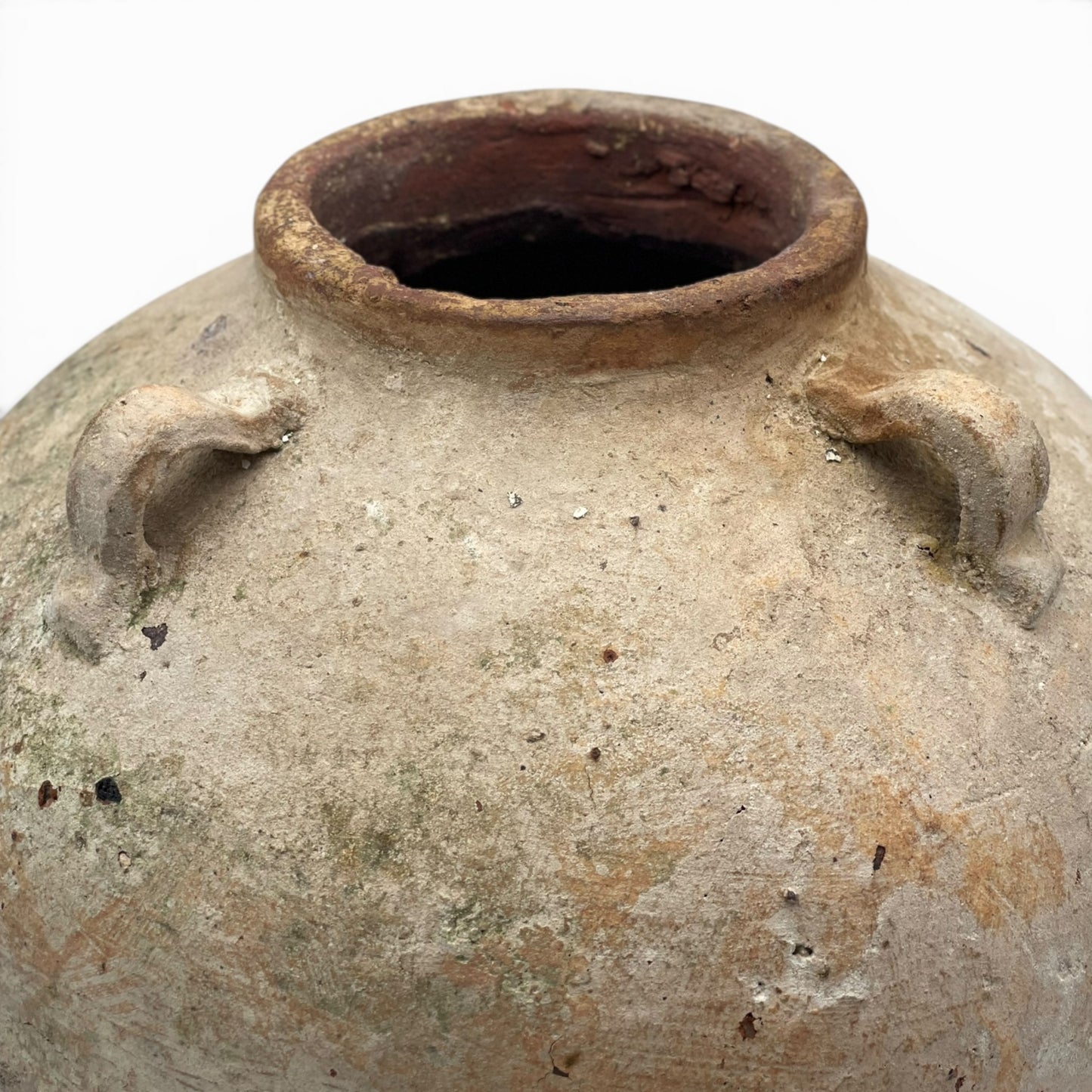 Handmade ceramic pot with 3 handles