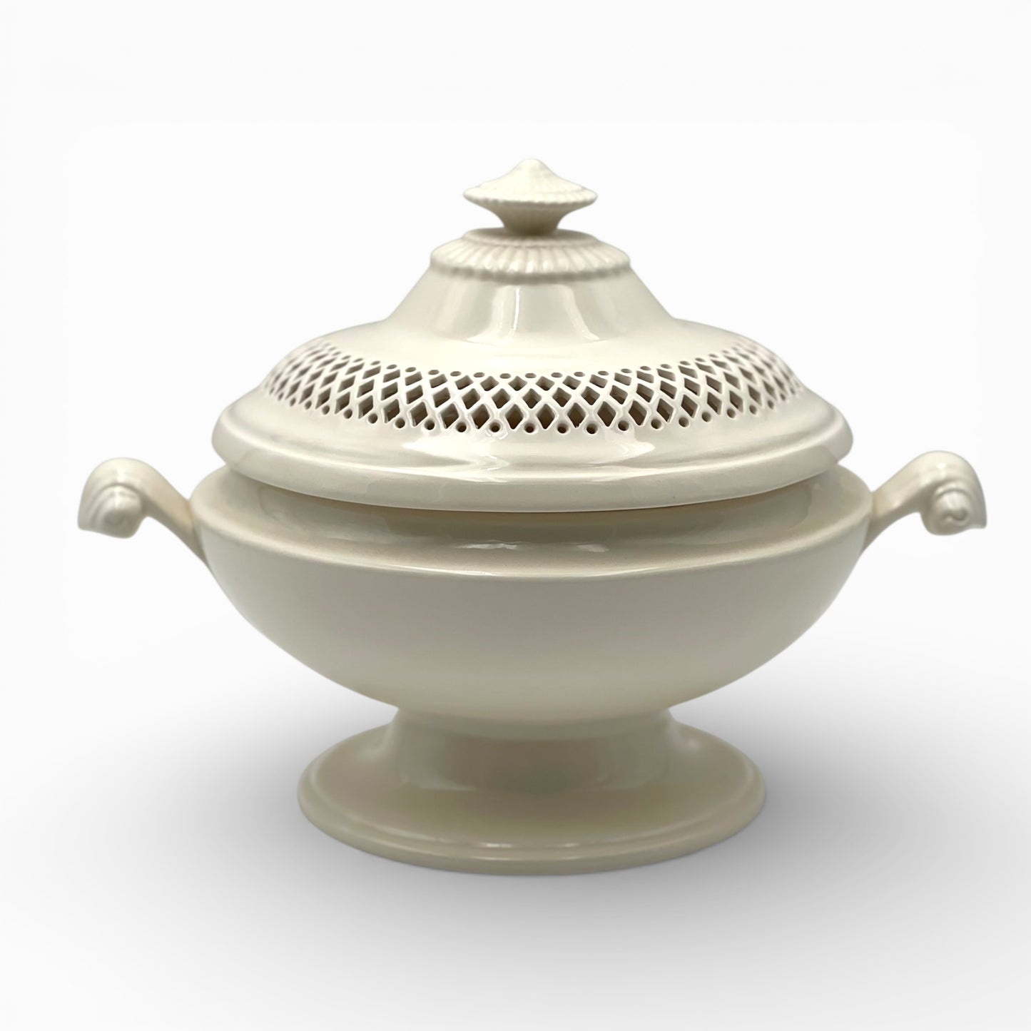 Antique creamware pierced lid tureen