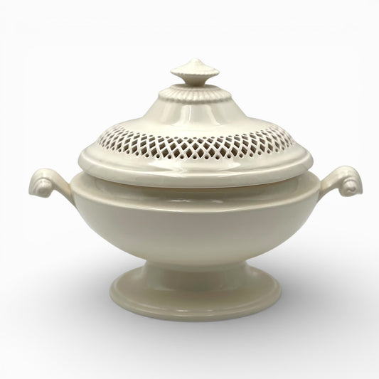 Antique creamware pierced lid tureen