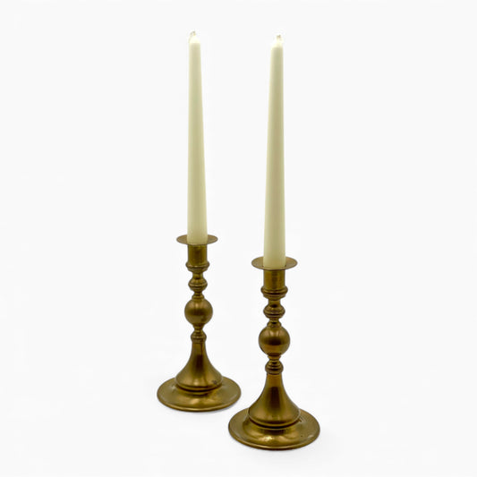 Pair of Antique English turned brass Candlesticks