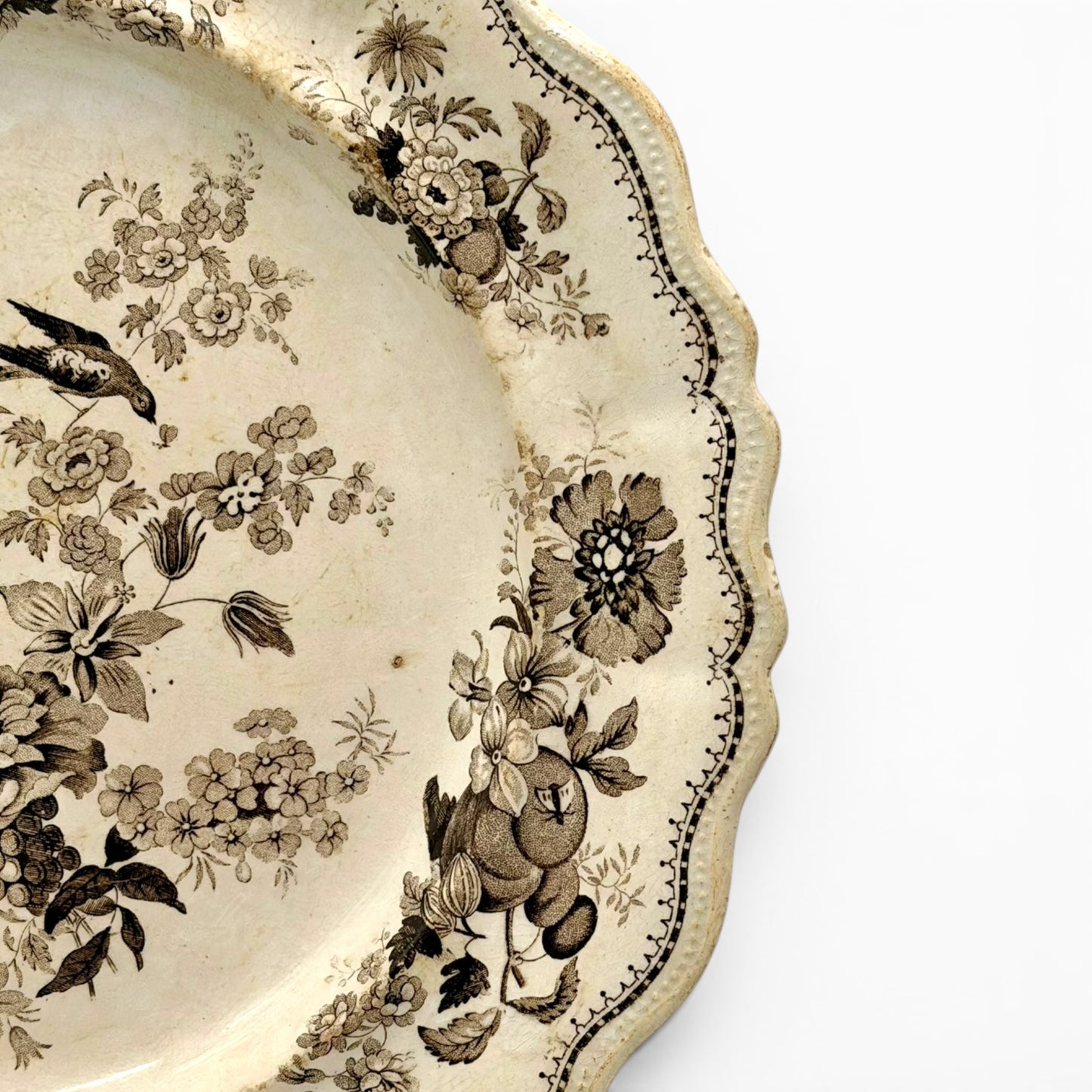 Antique English brown transferware plate, Circa 1880