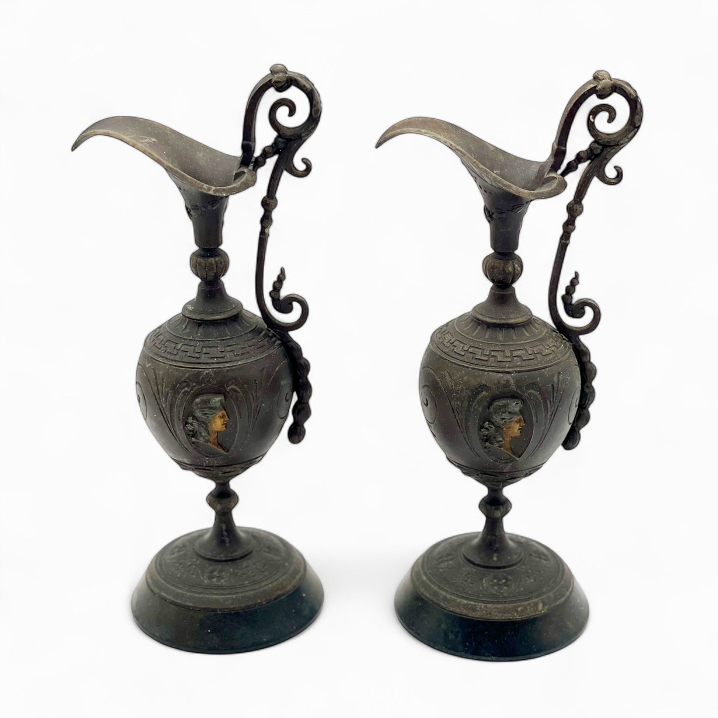 Pair of Antique decorative spelter ewers