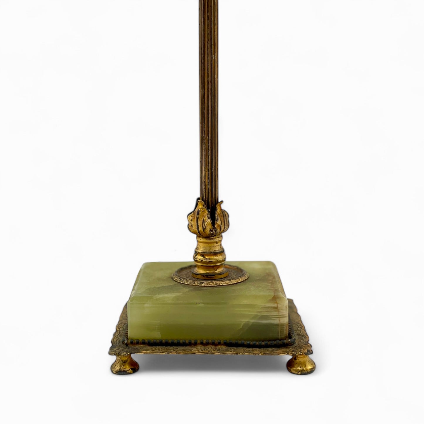 Art Deco gilt-metal and green onyx table lamp