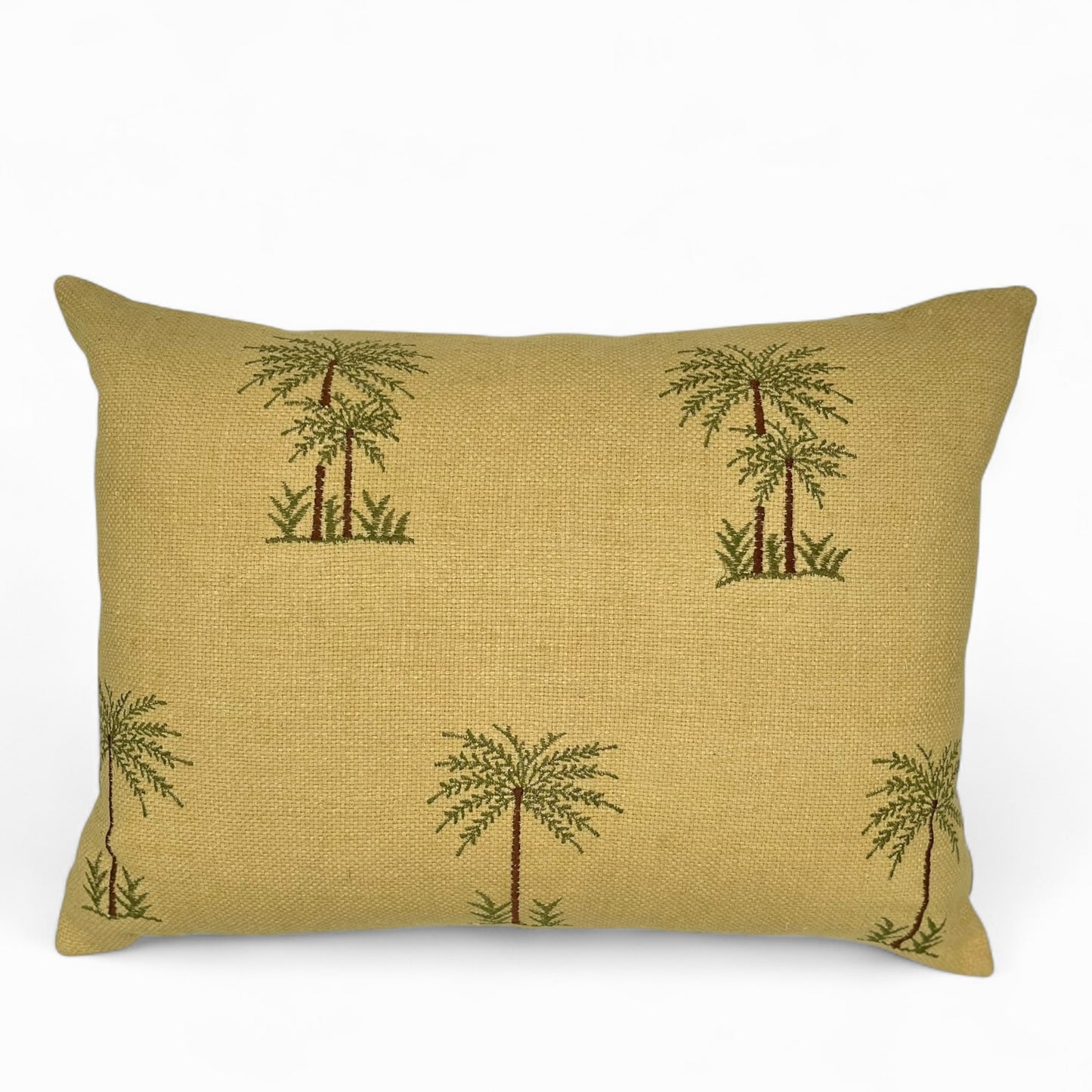 Pillow in vintage yellow embroidered Silk Burette