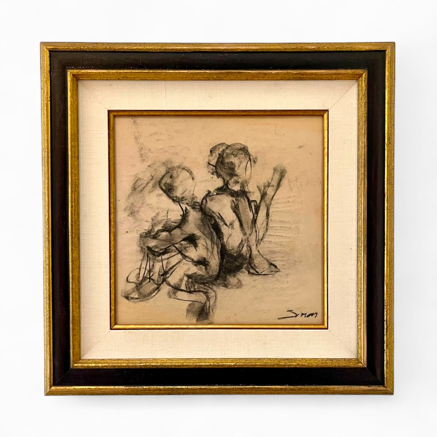 Original drawing of seated children by Simon