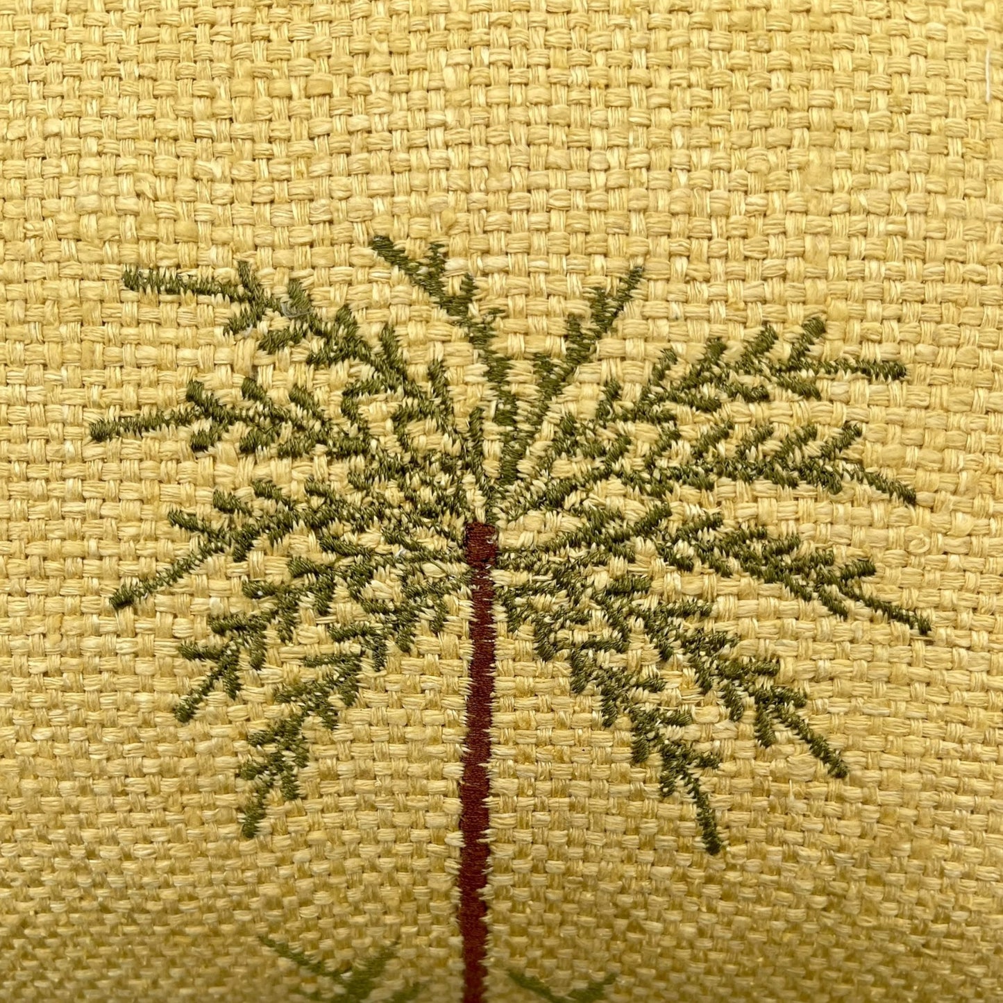 Pillow in vintage yellow embroidered Silk Burette and natural back