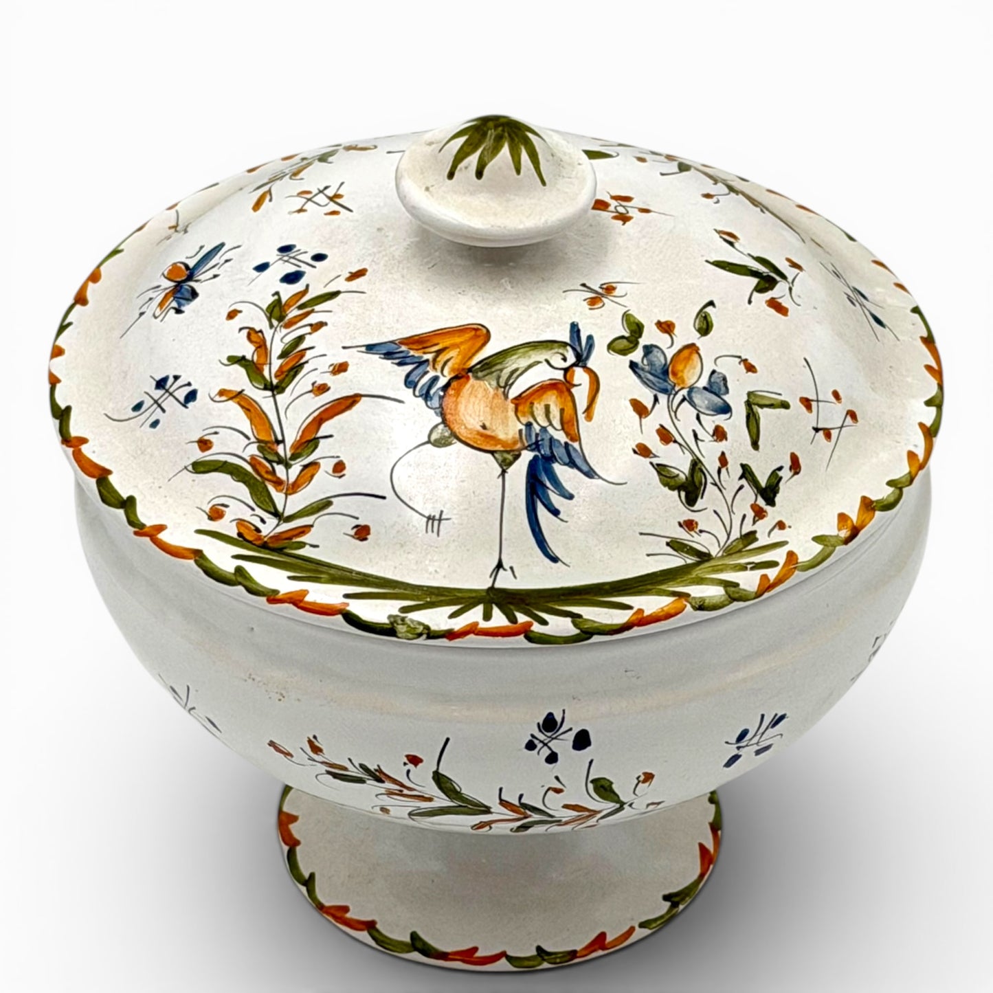 Antique Moustier faience lidded tureen
